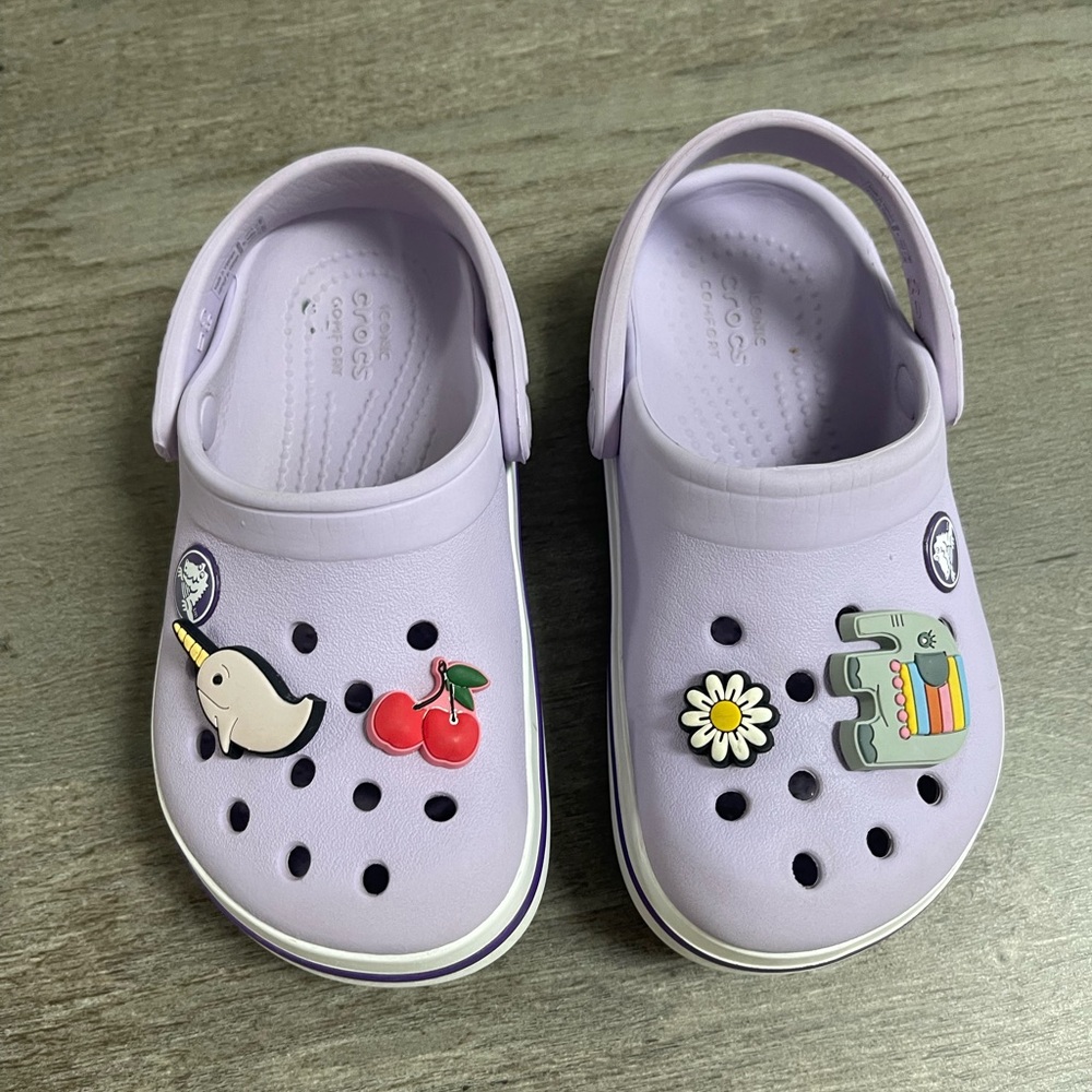 Kids Crocs Purple Clogs with Fun Charms